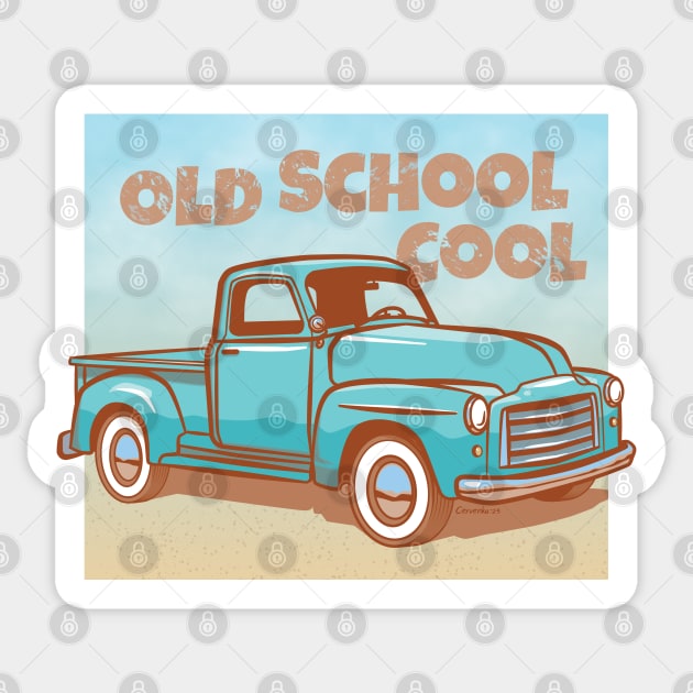 Old School Cool Pickup Truck Sticker by Sue Cervenka